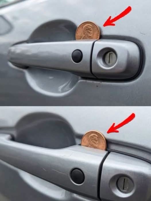 Finding a penny placed near or inside a car door handle can certainly feel unsettling, especially when someone discovers it unexpectedly in a parking lot. However, there is no reliable evidence that a penny in a car door handle is a universal warning sign, coded message, or guaranteed indication of danger. Stories circulating online sometimes claim that criminals use coins to interfere with vehicle locks or identify potential victims, but these claims are often presented without enough evidence to establish a common criminal method. A coin could have been accidentally dropped, intentionally placed as a prank, left behind by another person, or simply become lodged in an unusual location. The safest response is not panic but awareness. If your daughter encounters something suspicious around her vehicle, she should avoid touching unfamiliar objects unnecessarily, look around before approaching the car, and move to a well-lit, populated location if she feels uncomfortable.