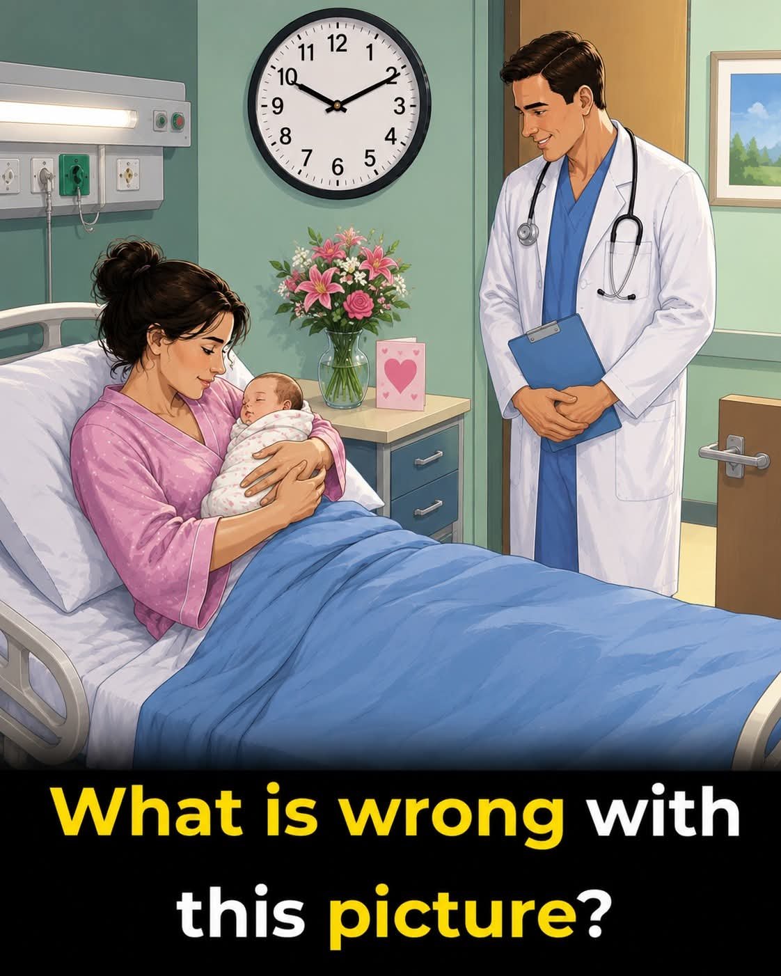 Can You Spot the Hidden Mistake in This Hospital Picture? Find Out the Answer in the Comments ⬇️Hospital “spot the mistake” pictures can be entertaining, but they can also highlight important patient safety and infection-control principles. A seemingly small detail in a hospital room—such as an improperly positioned medical item, poor hand hygiene practice, an exposed sharp object, an incorrect waste container, or an unclean surface—may represent a genuine safety concern. Healthcare facilities use standardized procedures to reduce the risk of infections, injuries, and accidental exposure. The CDC recommends appropriate hand hygiene before and after patient contact, after contact with contaminated surfaces, and after removing gloves. It also emphasizes proper cleaning and disinfection of healthcare environments.  This is why visual puzzles can encourage viewers to pay closer attention to details that healthcare professionals routinely monitor.One particularly important category of hidden mistakes involves medical waste and sharps. Used needles, scalpels, and other sharp medical items require specialized disposal because they can cause injuries and potentially expose people to infectious material. The CDC recommends appropriate sharps-disposal strategies, while the World Health Organization identifies infectious waste and sharps as potentially hazardous healthcare waste.  Another possible issue in a hospital-picture puzzle could involve equipment or surfaces that appear harmless but have not been appropriately cleaned between uses. Infection-prevention standards emphasize safe management of reusable equipment and environmental cleaning because contaminated surfaces or equipment can contribute to transmission risks.  Therefore, the “hidden mistake” may not always be something dramatic—it could be a small violation of an important safety routine.If you are looking at a specific picture, however, the exact answer depends entirely on what is actually visible in that image. Without seeing the picture, it would be misleading to claim that one particular object is definitely the mistake. A good approach is to examine the scene carefully for hand-hygiene issues, incorrect waste disposal, exposed sharps, contaminated surfaces, misplaced equipment, unsafe patient positioning, or other obvious departures from standard safety practices. Hospital safety is built around many small procedures working together, and recognizing these details can improve public awareness without creating unnecessary fear. Disclaimer: This article is for general educational and informational purposes only. Because the actual hospital picture was not provided, no specific hidden mistake can be authenticated from the title alone. Hospital procedures and safety requirements may vary by facility and country. Always verify medical and healthcare-safety information through reliable sources and qualified healthcare professionals.