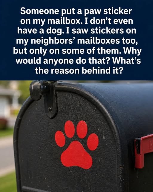 Paw print stickers placed on mailboxes are an official safety marker used by local post offices (such as the United States Postal Service).